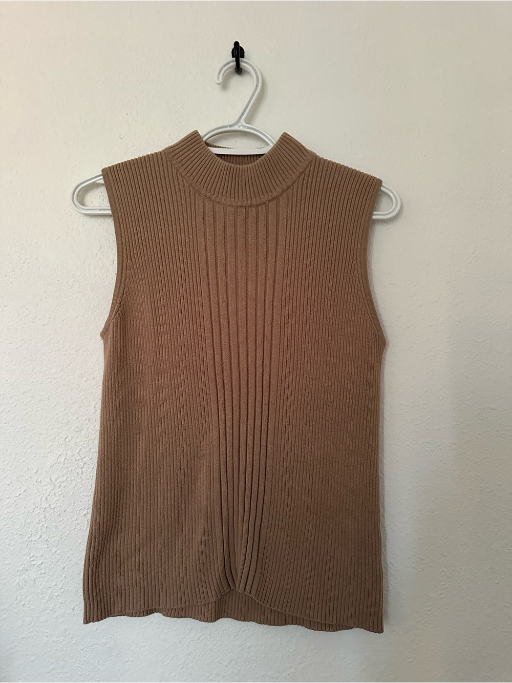White Stag Sleeveless Ribbed Mock Neck Tunic - Camel